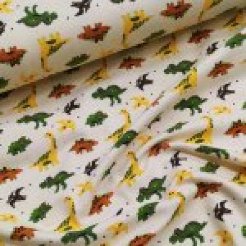 Punto estampado amarillo con dinosaurios