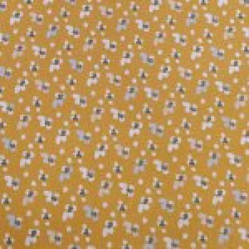 mostaza con flores blancas y azules fl029