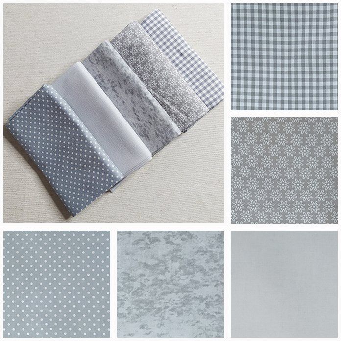 Pack007  Fat Quarters de color gris x5