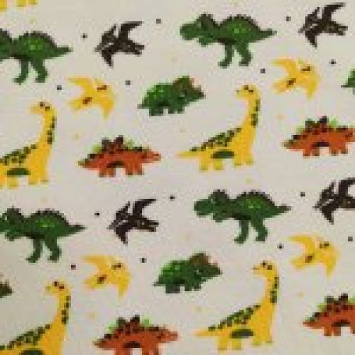 Punto estampado amarillo con dinosaurios