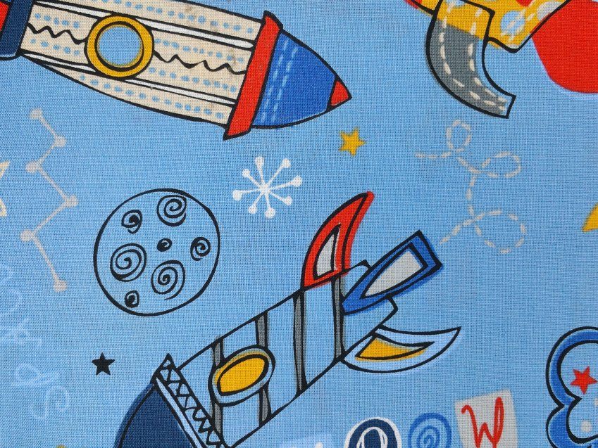 Infantil In039 cohetes fondo azul