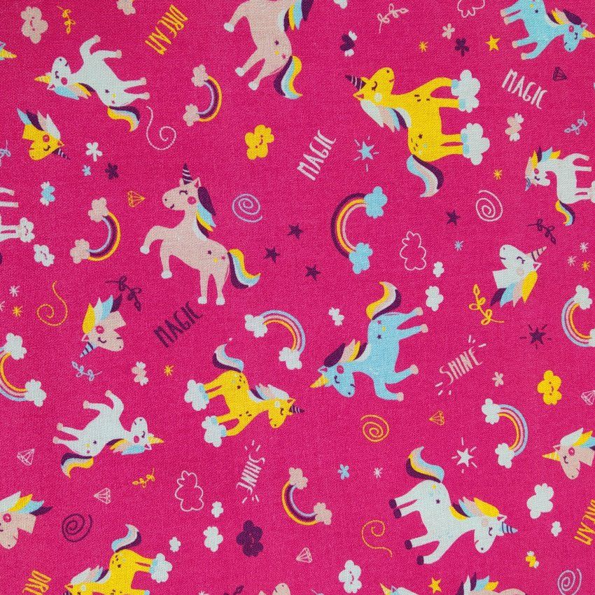 Infantil In047 Unicornios fondo fucsia