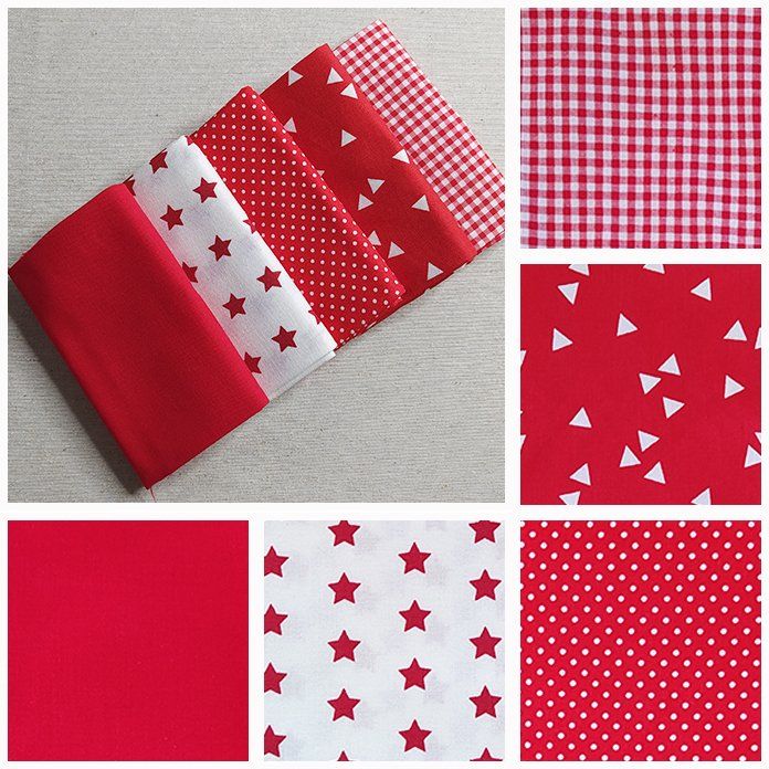 Pack010  Fat Quarters de color rojo x5