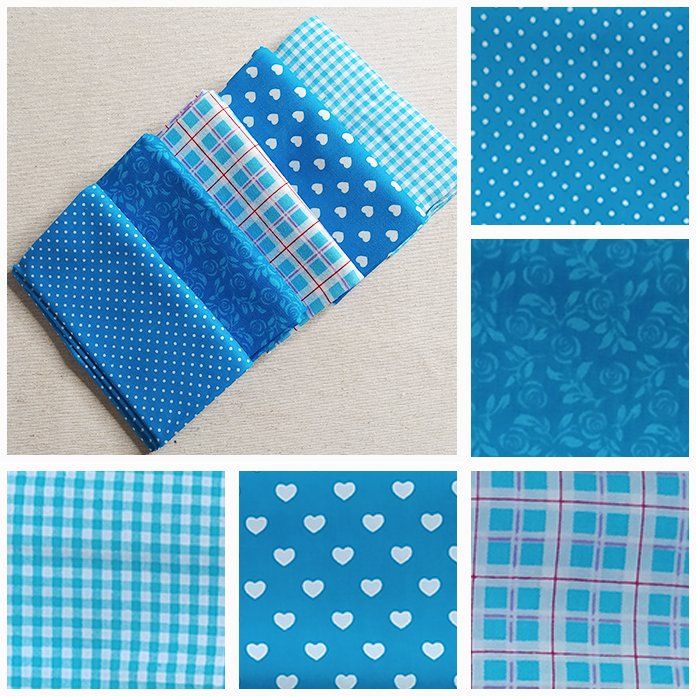 Pack006  Fat Quarters de color azul turquesa x5