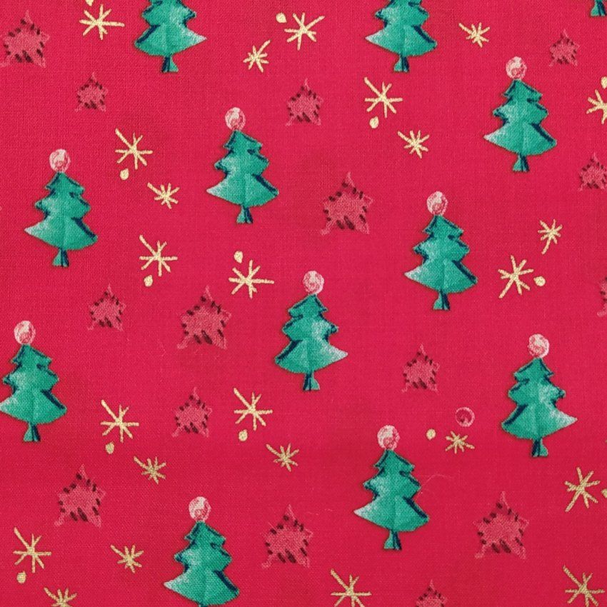 NV016 Navidad Arbolitos fondo rojo