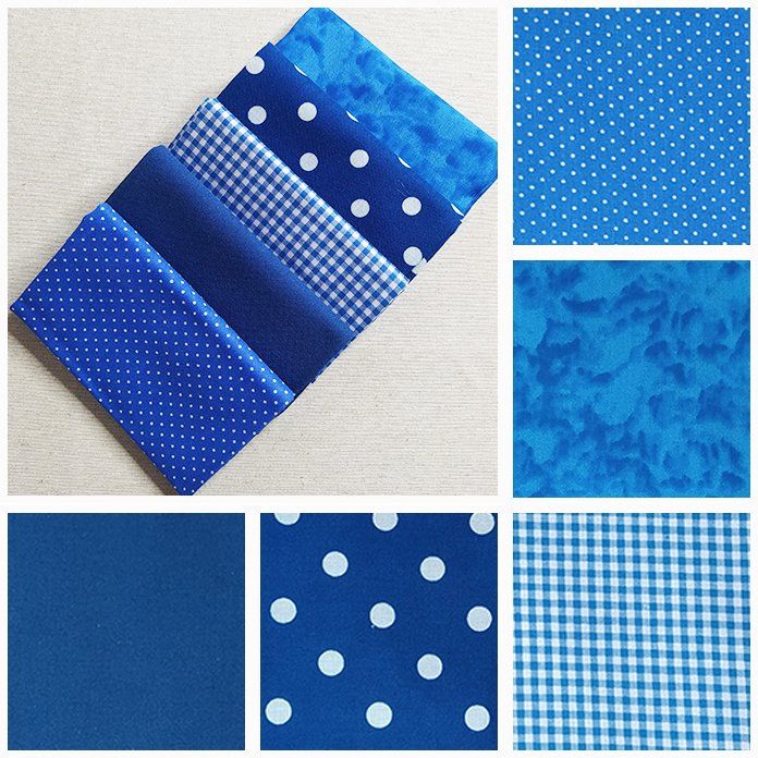 Pack013  Fat Quarters de color azulon x5