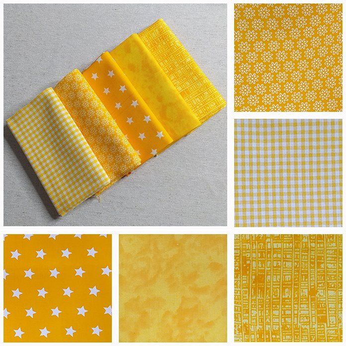 Pack003  Fat Quarters de color amarillo x5