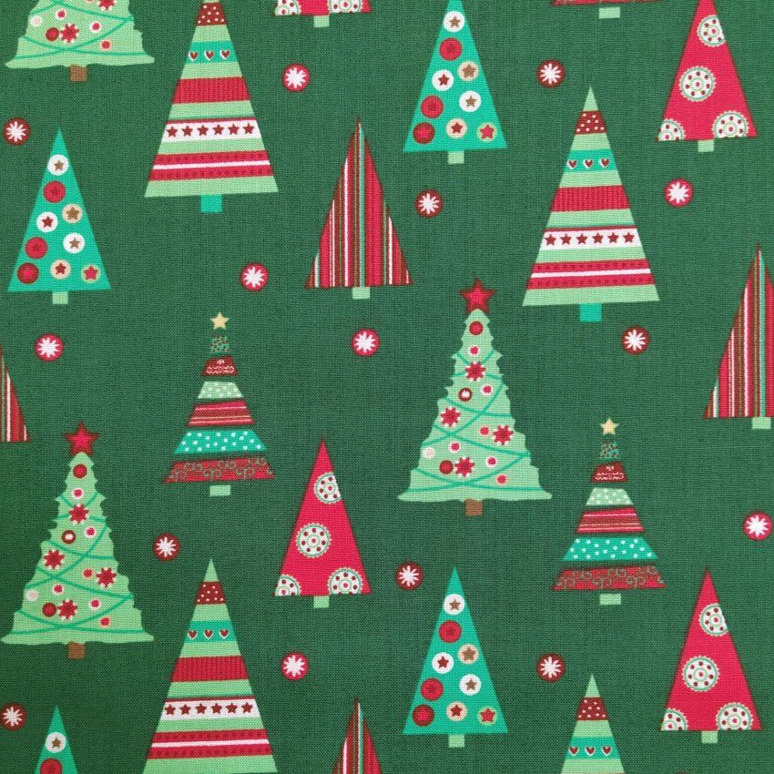 NV028 Navidad arboles fondo verde